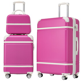 Hardshell Luggage Sets 3 Pieces 20"+24" Luggages and Cosmetic Case Spinner Suitcase with TSA Lock Lightweight,Pink N732P171583B