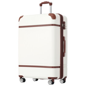 Hardshell Luggage with TSA lock, 28" Expandable Lightweight Suitcase with Spinner Wheels, Single Vintage Luggage,White N732P171623K