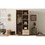 Wooden Wardrobe with Double Doors, Armoire with Hanging Rod, 5 Fixed Shelves, One Storage Drawer,Natural N733S170776D