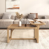 Modern 2 Piece Nesting Rattan Wood+ MDF Coffee Table Set in Natural N735P176285D