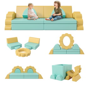 10PCS Kids Couch for Playroom, Baby Climbing and Crawl Foam Play Set, Foam Climbing Blocks Convertible Sofa,Kids Play Couch, Indoor Climbing Structure for Toddlers, Infant, Kids, Pre-school