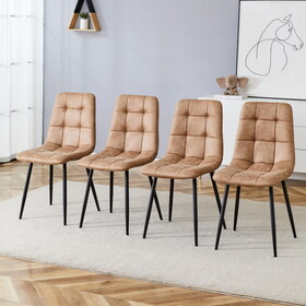 Modern Style Dining Chair Mid Century Modern Chair, Shell Lounge Upholstered Chair with Metal Legs for Kitchen, Dining, Bedroom, Living Room Side Chairs Set of 4 (Brown) N752P186178G