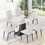 Faux Marble Dining Table Set with Convertible Base, Luxury Rectangular Kitchen Table for 6-8, Modern White Faux Marble Dining Room Table with MDF Base, Dining Table & 6 Chairs N752S0000047K