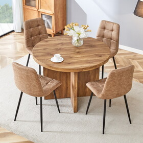 5 Piece Round Dining Table Set, Modern Round Table and 4 Upholstered Chairs for Dining Room, Kitchen Room, Living Room, Easy assembly N752S0000053N