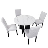 5-Piece Round Dining Table set, 43-inch Modern Dining Table and 4 Upholstered Chairs for Dining Room, Kitchen Room, Living Room, Easy assembly