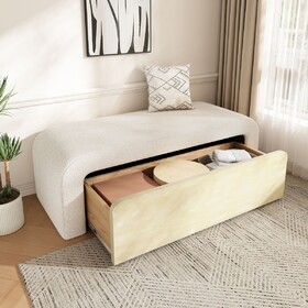 Upholstered Ottoman with Drawer, White N757P303234W
