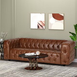 Mirod Comfy 3-seat Sofa with Wooden Legs, PU, for Living Room and Study P-N760S0000012B
