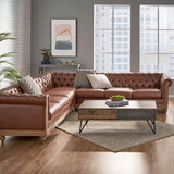 Mirod Comfy Large Sectional Sofa with Wooden Legs, Retro Style for Living Room