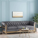 Mirod Comfy 3-Seat Sofa with Wooden Legs, Retro Style for Living Room P-N760S0000020A