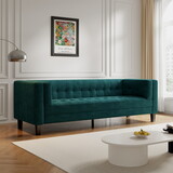 3-Seater Sofa, Upholstered Tufted Coach, Velvet Sofa, Green P-N765P165496