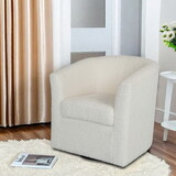 Teddy Velvet Swivel Chair, White, No Installation Required N765P165527