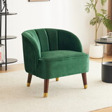 Upholstered Barrel Accent Chair with Wooden Legs N768P175907E