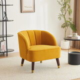 Upholstered Barrel Accent Chair with Wooden Legs N768P175907O