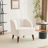 Upholstered Barrel Accent Chair with Wooden Legs N768P175907W