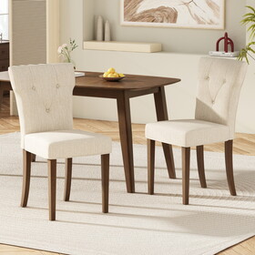 Dining Chairs Set of 2, Upholstered Kitchen & Dining Room Chairs(Cream) N768P176660C