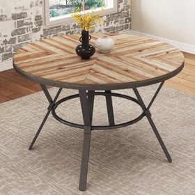 Indoor Dining Round Table with Metal Legs,Light Birch N768P228022L