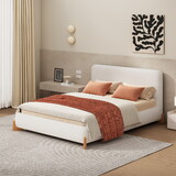 Elegant Boucle Upholstered Bed, a Luxurious and Comfortable Bedroom Centerpiece, Full Size, White N769P227988F