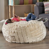 Amori Modern 3 Foot Faux Fur Bean Bag White Color N778P185631W