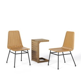 Light Brown Chair(2)+Dark Brown accent table N779P201261D