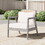 Outdoor Acacia Wood Patio Club Chair, Patio Furniture,Waterproof Thick Cushion Deep Seating for Porch, Garden, Backyard, Balcony, Weight Capacity 400lbs, Light Gray finish, Cream cushion N780P171149G