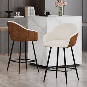 26.5" Modern - Style counter height bar stools, with comfortable upholstery,durable metal legs ensure stability, enhance the decor of your kitchen or dining area.--Brown N780P225243B