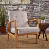 Beige Fabric Mid Century Modern Club Chair N821P201342