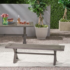 Modern Outdoor Aluminum Dining Bench, Dark Gray N824P201557