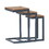 Modern Industrial Firwood Nesting Tables (Set of 3), Antique Brown And Black With Blue N825P201265