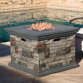 32" Stone Square Mgo Fire Pit - 40000 BTU N829P202435