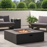 50000 BTU Outdoor Square MgO Propane Fire Pit Table with Tank Holder - Dark Gray N829S00001