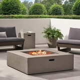 50000 BTU Outdoor Square MgO Propane Fire Pit Table with Tank Holder - Light Gray N829S00002