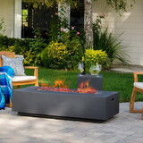 50000 BTU Outdoor Rectangle MgO Propane Fire Pit Table with Tank Holder - Dark Gray N829S00003