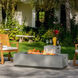 50000 BTU Outdoor Rectangle MgO Propane Fire Pit Table with Tank Holder - Light Gray N829S00004