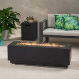 50000 BTU Outdoor Rectangle Iron Propane Fire Pit Table with Tank Holder - Dark Gray N829S00005