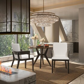 Modern Black Wood & White Glossy PU Leather Upholstered Dining Chairs Set of 2