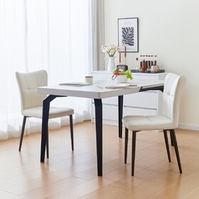 Set of 2 High-Back Dining Chairs with Ergonomic Design: Wrought Iron Frame, Leather Seat, and High-Rebound Sponge Cushions