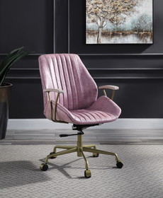 Acme Hamilton Office Chair in Pink Top Grain Leather OF00399