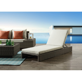 Acme Salena Patio Sun Lounge, Beige Fabric & Gray Finish OT01093