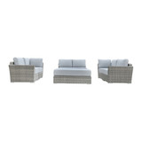 6 Piece Outdoor Rattan Sectional Seating Group with Cushions (LIGHT GREY) PF0969-A
