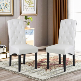 Dining PU Chair with Solid Wood Legs, 18.11" L x 24.01" W x 40.95" H White PP193583AAK