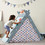 Kids Play Tent - 4 in 1 Teepee Tent with Stool and Climber, Foldable Playhouse Tent for Boys & Girls PP283078AAC