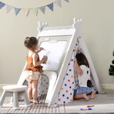 Kids Play Tent - 4 in 1 Teepee Tent with Stool and Climber, Foldable Playhouse Tent for Boys & Girls PP283078Aae