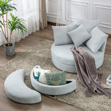 Oris Fur. 360° Swivel Accent Barrel Chair with Storage Ottoman & 4 Pillows, Linen Leisure Chair Round Accent for Living Room PP284472AAA