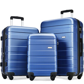 Luggage Sets New Model Expandable Abs Hardshell 3pcs Clearance Luggage Hardside Lightweight Durable Suitcase Sets Spinner Wheels Suitcase with Tsa Lock 20"24"28"(Navy)