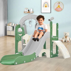 Toddler Slide and Swing Set 5 in 1, Kids Playground Climber Slide Playset with Telescope, Freestanding Combination for Babies Indoor & Outdoor P-PP321359AAC
