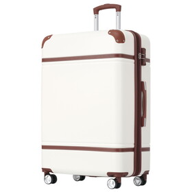 28 IN Luggage 1 Piece with TSA lock, Expandable Lightweight Suitcase Spinner Wheels, Vintage Luggage,White P-PP321686AAB