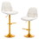 Velvet Swive Bar Stools Set of 2 Adjustable Counter Height Bar Chairs with Back Gold Base Modern Stool Chair for Kitchen Island Dining Room, White PP322590AAK