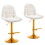 Velvet Swive Bar Stools Set of 2 Adjustable Counter Height Bar Chairs with Back Gold Base Modern Stool Chair for Kitchen Island Dining Room, White PP322590AAK