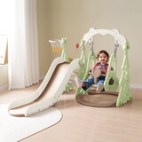 Toddler Slide and Swing Set 3 in 1, Kids Playground Climber Swing Playset with Basketball Hoops Freestanding Combination Indoor & Outdoor PP322877AAE
