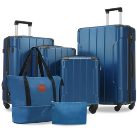 Hardshell Luggage Sets 6 Piece Suitcase Set, Expandable Lightweight Suitcases with Wheels, TSA Lock for Men Women, Blue PP532374AAC